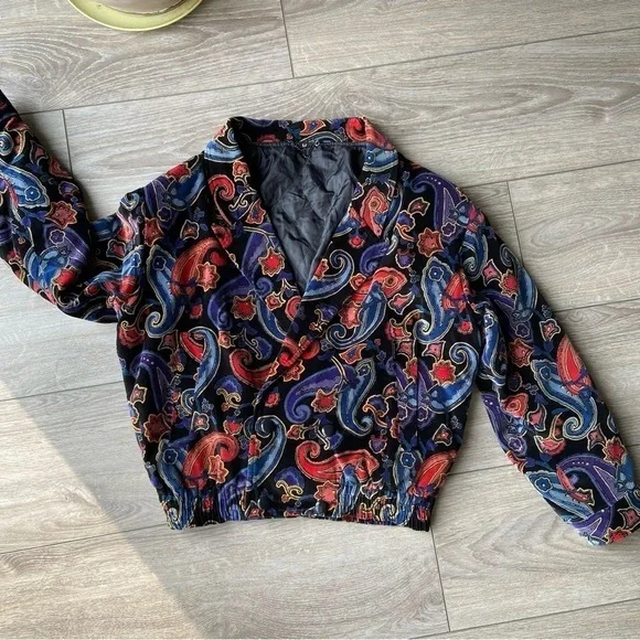 Vintage  Golden Horse Paisley Print Made in Japan Bomber Jacket - Picture 15 of 15